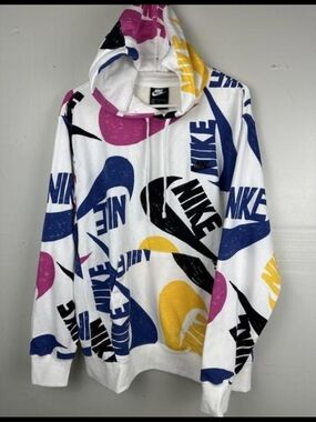 Nike All over Graphic off white hooddie Mens Large